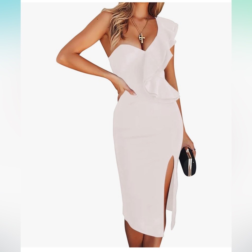NWOT One shoulder Ruffle Bodycon Dress